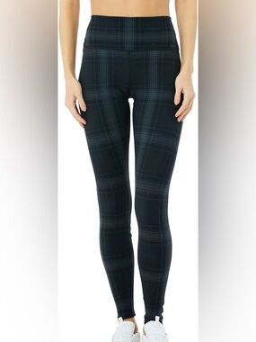 ALO Yoga Black Plaid Vapor Legacy High-Rise Legging